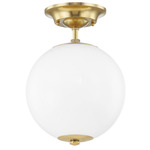 Sphere No.1 Semi Flush Mount - Aged Brass / Opal Glossy