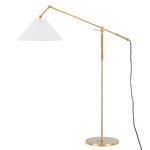 Dorset Floor Lamp - Aged Brass / White