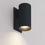 Cylinder Downlight Outdoor Wall Mount - Black Powdercoat / Black Baffle