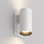 Cylinder Up / Down Outdoor Wall Sconce - White Powdercoat / Black Baffle