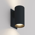 Cylinder Up / Down Outdoor Wall Sconce - Black Powdercoat / Black Baffle