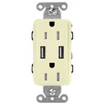 15-Amp Dual USB Tamper Resistant Receptacle - Gloss Almond