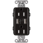15-Amp Dual USB Tamper Resistant Receptacle - Gloss Black