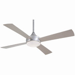 Aluma Outdoor Ceiling Fan with Light - Brushed Aluminum / Silver