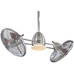 Gyro Twin Turbo Fan with Light - Brushed Nickel / Chrome / Opal