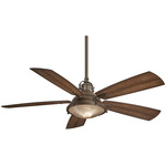 Groton Outdoor Ceiling Fan with Light - Oil Rubbed Bronze / Dark Pine / Clear Fresnel