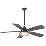 Groton Outdoor Ceiling Fan with Light - Sand Black / Steel / Charcoal Driftwood / Clear Fresnel