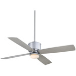 Strata Outdoor Ceiling Fan with Light - Galvanized / Silver / Etched Opal