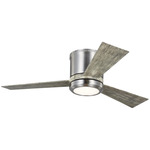 Clarity Hugger Ceiling Fan With Light - Brushed Steel / Silver / Lt Grey Weather Oak / Matte White