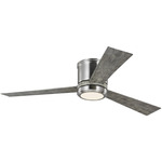 Clarity Hugger Ceiling Fan With Light - Brushed Steel/Weathered Grey Oak / Light Grey Weathered Oak