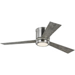 Clarity Hugger Ceiling Fan With Light - Brushed Steel / Silver / Lt Grey Weather Oak / Matte White