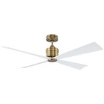 Launceton Ceiling Fan - Hand-Rubbed Antique Brass / Matte White