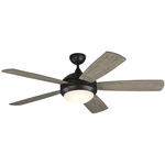 Discus Smart Ceiling Fan with Light - Aged Pewter / Light Grey Weathered Oak