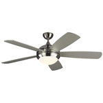 Discus Smart Ceiling Fan with Light - Brushed Steel / Silver / American Walnut