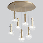 Primo Multi Light Pendant - Aged Brass / Clear