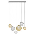 Puppet Linear Multi Light Pendant - Chrome / Amber / Transparent