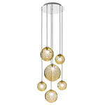 Puppet Round Multi Light Pendant - Chrome / Amber