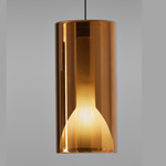 Lit Pendant - Matte White Canopy / Mirroring Orange Glass