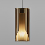 Lit Pendant - Matte Titanium Canopy / Mirroring Gold Glass