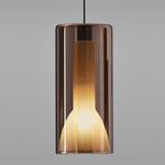 Lit Pendant - Matte White Canopy / Mirroring Violet Glass