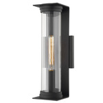 Presley Outdoor Wall Sconce - Textured Black / Clear