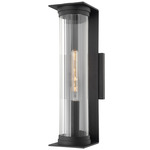 Presley Outdoor Wall Sconce - Textured Black / Clear