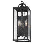 Caiden Outdoor Wall Sconce - Forged Iron / Clear Seeded