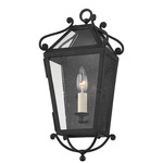 Santa Barbara County Outdoor Wall Sconce - French Iron / Clear Seeded