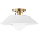 Otto Semi Flush Ceiling Light - Patina Brass / White