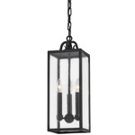 Caiden Outdoor Pendant - Forged Iron / Clear Seeded