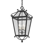 Santa Barbara County Outdoor Pendant - French Iron / Clear Seeded