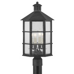 Lake County 120V Outdoor Post Light - French Iron / Clear Seeded