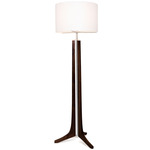 Forma Floor Lamp - Brushed Aluminum / Dark Stained Walnut / White Linen