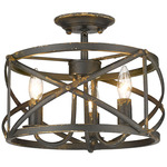 Alcott Semi Flush Ceiling Light - Antique Black Iron