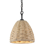 Hathaway Mini Pendant - Matte Black / Rope
