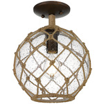 Haddoc Semi Flush Ceiling Light - Burnished Chestnut / Seeded