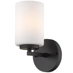 Manhattan Wall Sconce - Matte Black / Opal