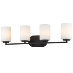 Manhattan Bathroom Vanity Light - Matte Black / Opal