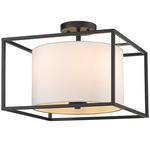 Manhattan Semi Flush Ceiling Light - Matte Black / Modern White