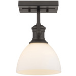 Hines Adjustable Wall / Semi Flush Ceiling Light - Rubbed Bronze / Opal