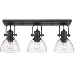 Hines Multi-Light Wall / Semi Flush Ceiling Light - Rubbed Bronze / Clear Seeded