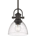 Hines Adjustable Mini Pendant - Rubbed Bronze / Clear Seeded / Clear Seeded