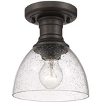 Hines Semi Flush Ceiling Light - Rubbed Bronze / Clear Seeded