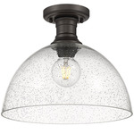 Hines Semi Flush Ceiling Light - Rubbed Bronze / Clear Seeded