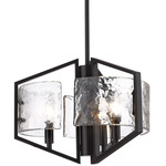 Varsha Pendant - Matte Black / Clear Hammered Glass