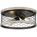 Bailey Round Ceiling Light - Matte Black / Faux Wood Grain