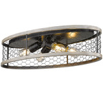 Bailey Oval Ceiling Light - Matte Black / Faux Wood Grain