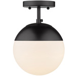 Dixon Semi Flush Ceiling Light - Matte Black / Matte Black / Opal