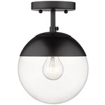 Dixon Semi Flush Ceiling Light - Matte Black / Matte Black / Clear