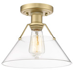 Orwell Semi Flush Ceiling Light - Brushed Champagne Brass / Clear